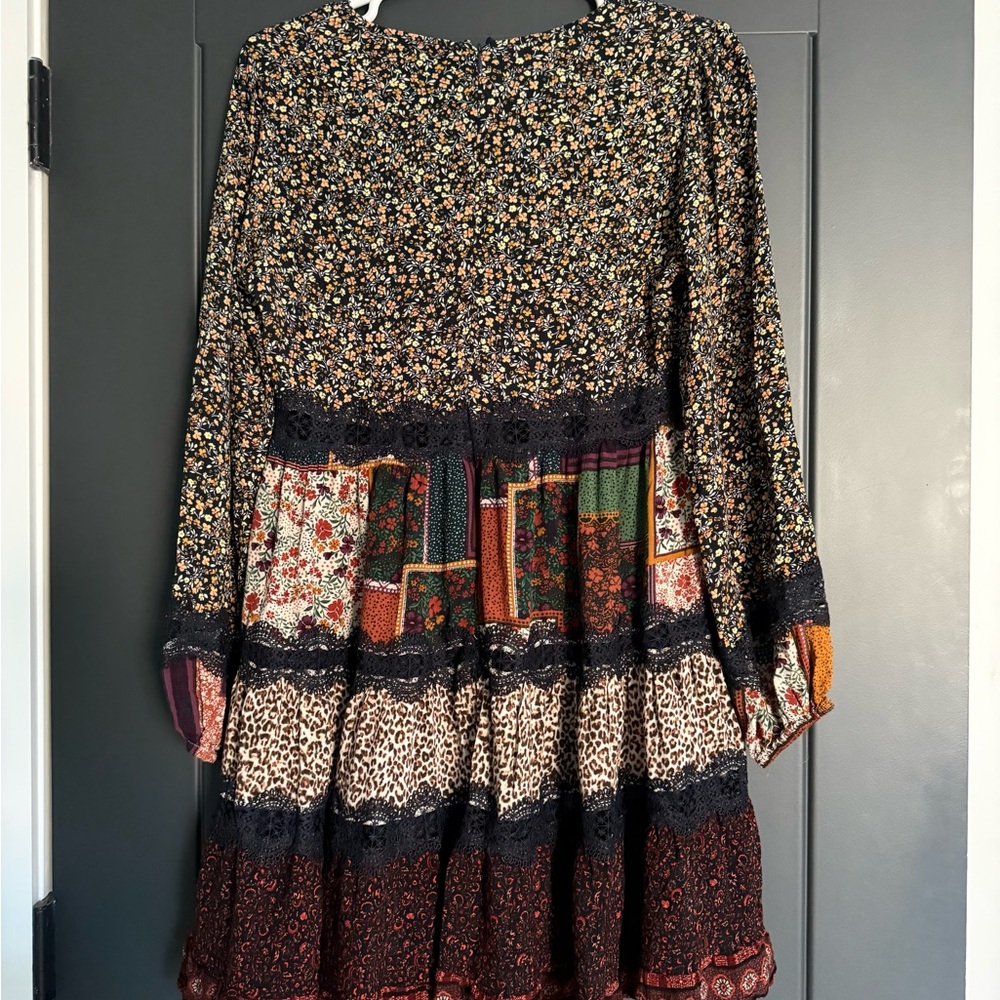 Olivaceous Multicolor Patchwork Long Sleeve Dress - image 2